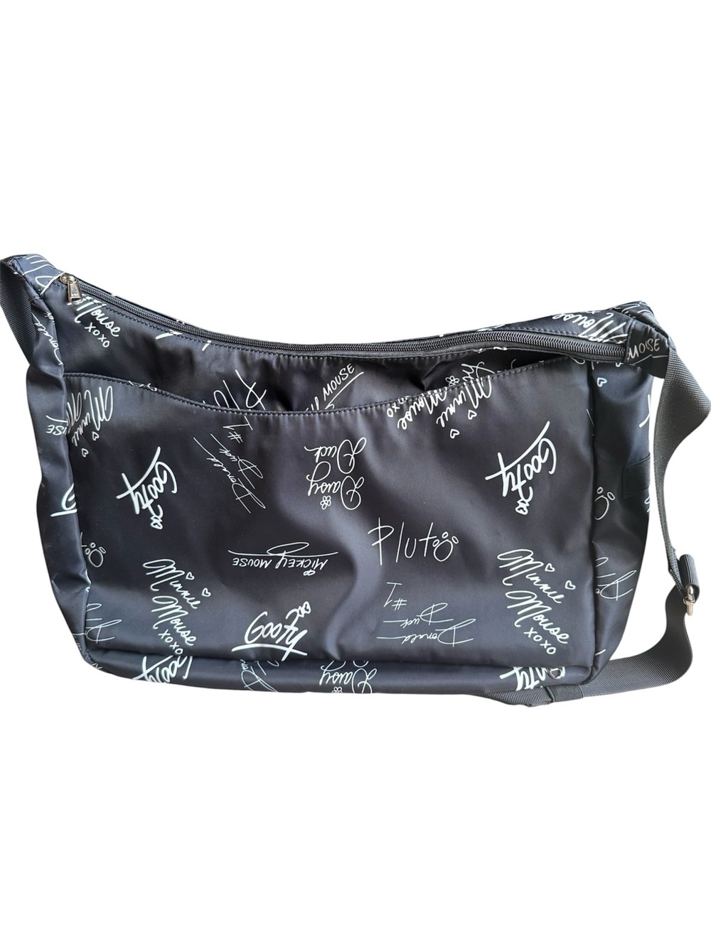 Signature purse bag with Disney Character names one size black and white